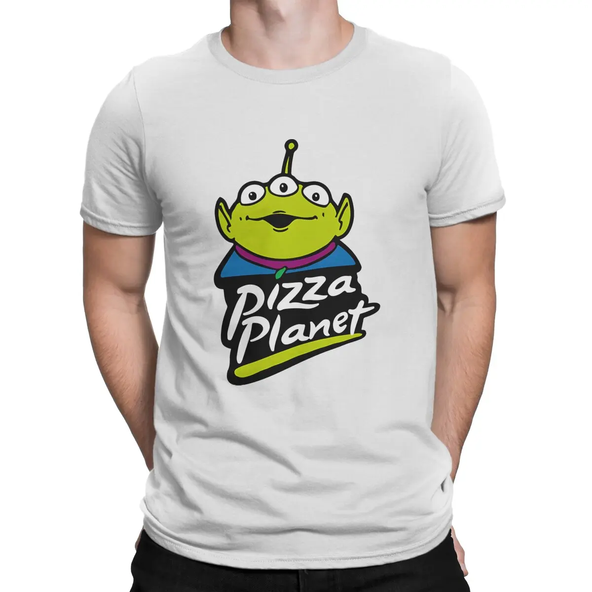 Men's Pizza Planet T Shirt Disney Toy Story Alien Pure Cotton Tops Funny Short Sleeve Round Neck Tees New Arrival T-Shirt