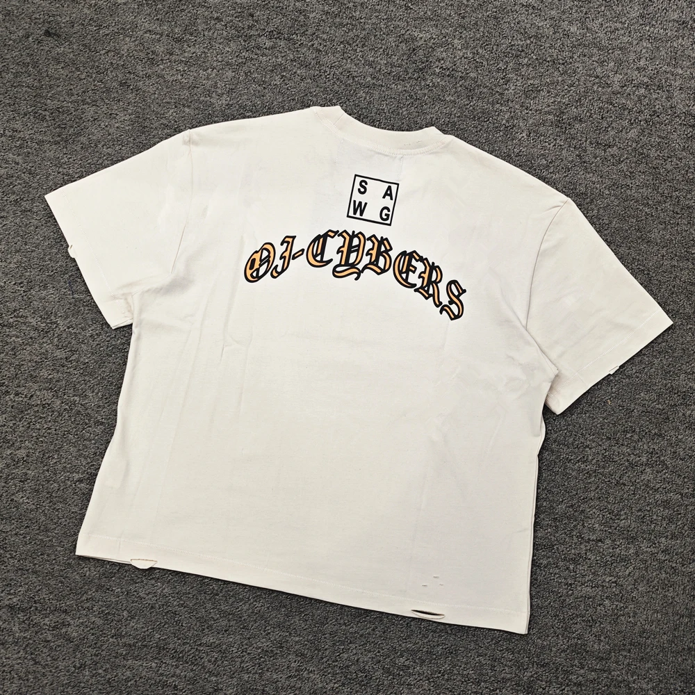 Yao Fashion Casual Loose Washed Vintage Street Style Trendy Versatile All Match Basic Daily Tees T