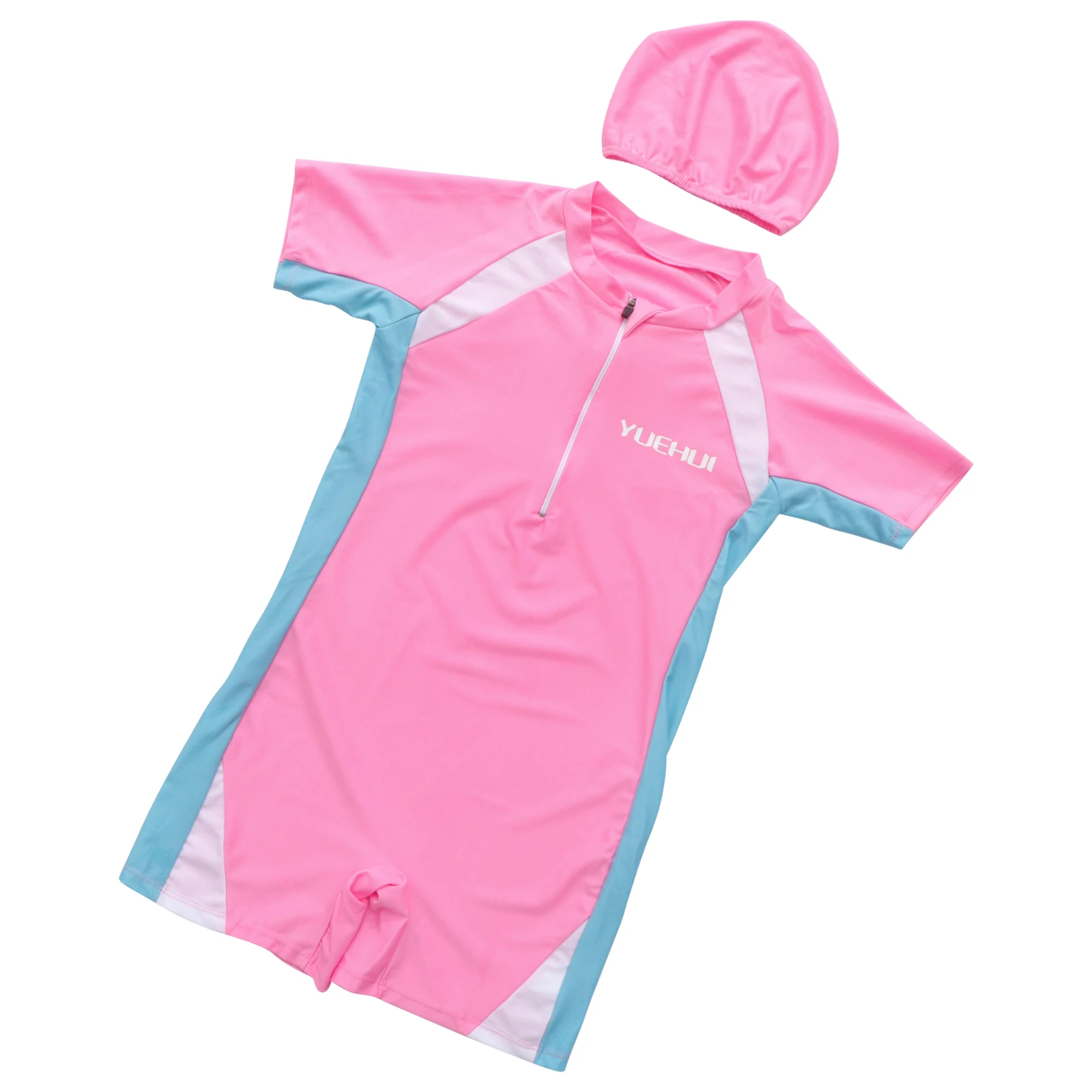 

Swimsuit Cap Set Kids Wetsuits Quick-dry Toddler Bathing Suit One-Piece Beachwear Summer Swimming Costume Child Diving Suit