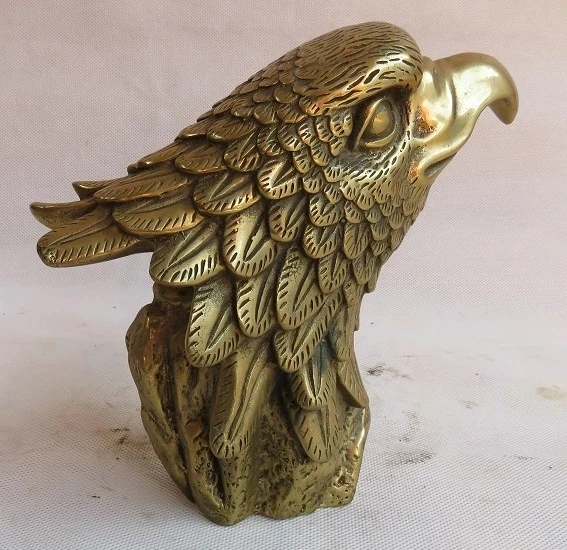 

Elaborate Vivid Chinese Brass Lucky Eagle Head Statue
