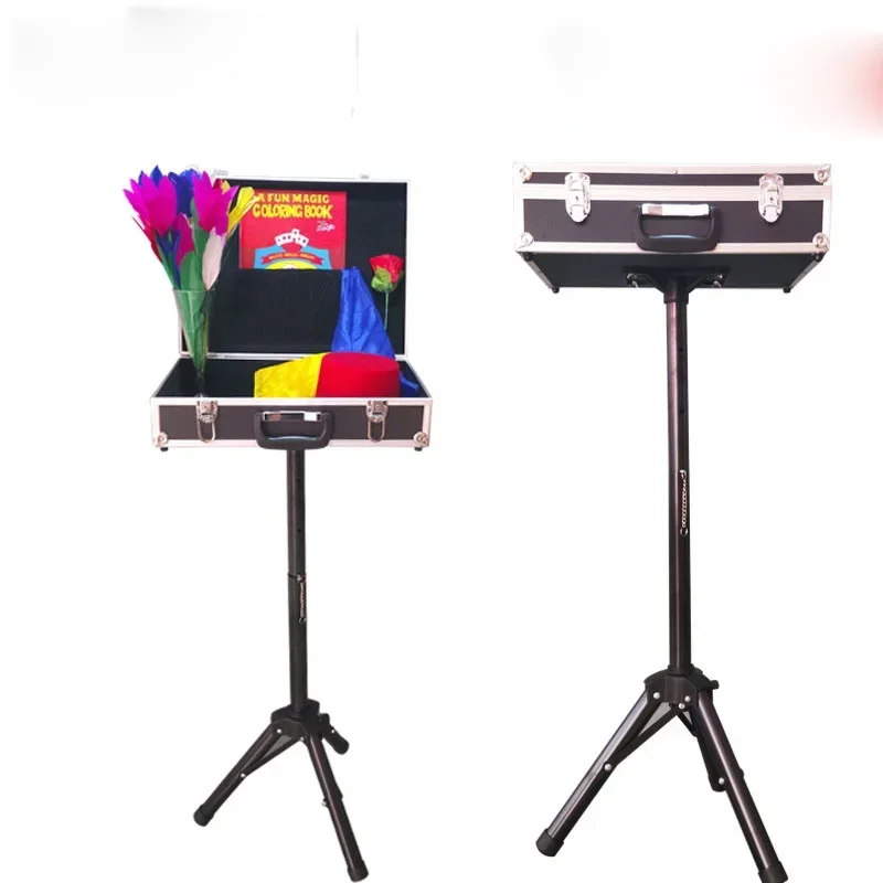 2024 New Arrivals Magician Carrying Case Magic Table Tricks Gimmick Magician Suitcase with Aluminum Tripod - Black Magia Props