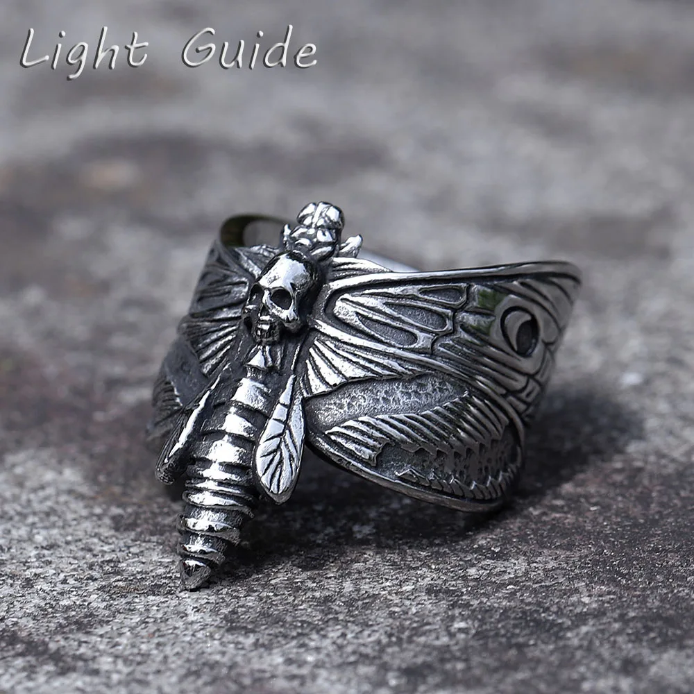 2022 NEW Men's 316L stainless-steel rings Dropshipping Butterfly Skull Pattern gothic punk Motorcycl Jewelry Gifts free shipping