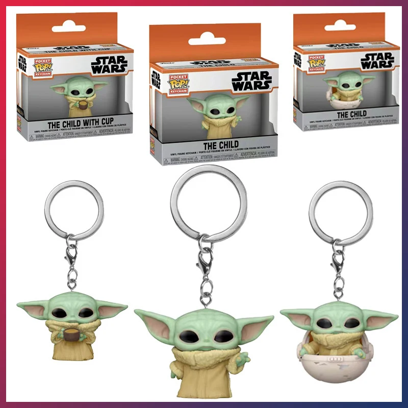 Funko Pop Star Wars Key Chain Kawaii Figure Mandalorian Yoda Child Dolls Car Key Accessory Model Bag Pendant Birthday Gifts