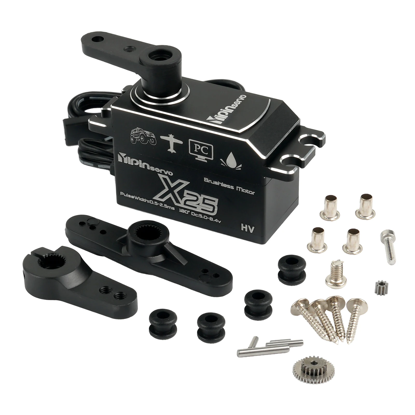 Servo Digital de Metal de cuerpo corto X25, Motor sin escobillas de 180/270/360 grados, Servos con función de potencia para Robot RC/modelo de coche, piezas de juguetes