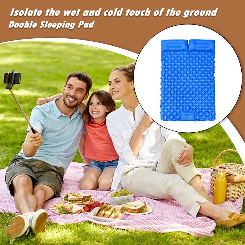 

Camping Sleeping Pad Double Sleeping Mat With Built-in Foot Pump Portable Backpacking Gear For Outdoor Tent Trekking Hiking