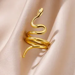 Gold Color Snake Rings for Women Men Vintage Stainless Steel Ring Female Gothic Jewelry Accesorios free shipping items anillos