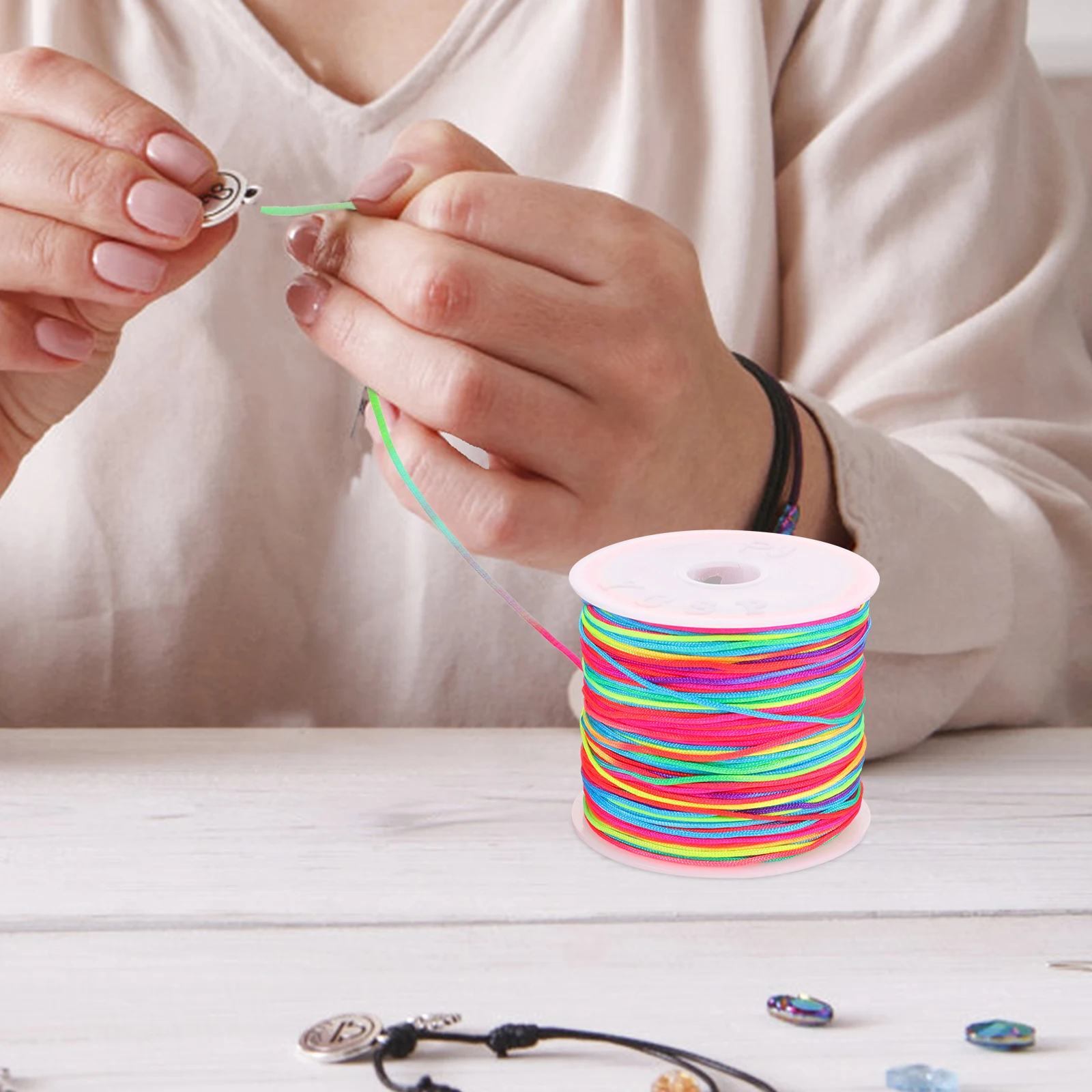 

6pcs 6 Rolls Premium Beading Cord Braided Thread For Diy Bracelet Necklace Making Durable Jewelry String Rope Craft Diy Cord