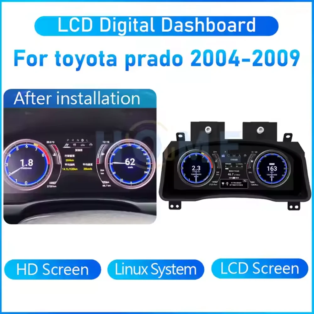 

12,3-дюймовый цифровой виртуальный кабин, приборный датчик, кластер для Land Cruiser Prado 2004-2009, приборная панель, экран спидометра
