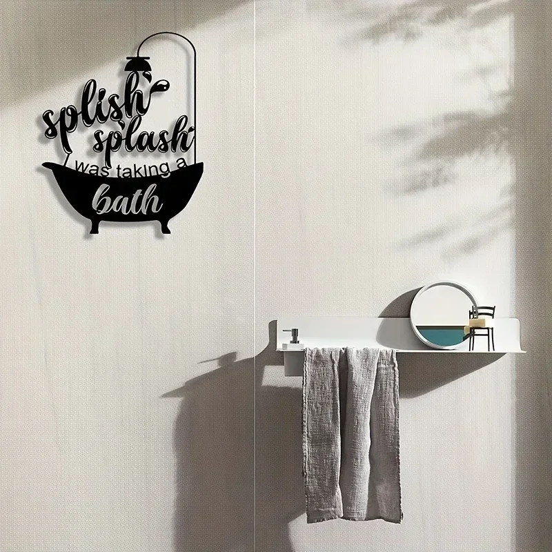 metal iron Metal Splish Splash Bathroom Wall Sign Cute Bathroom Home Decor Funny Bathroom Art Metal Wall Hanging Background Deco