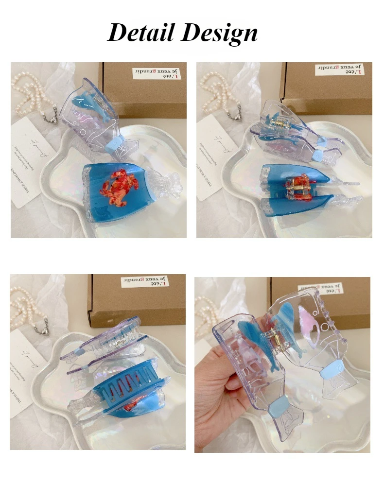 DuoShang Summer Ocean Series Crab Goldfish Bag Hair Claw Eco-friendly Acetate Claw Clip Crab Hair Clip Women Hair Accessories