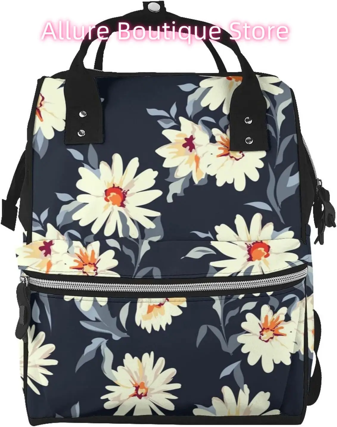 

Watercolor Daisy Diaper Bag Backpack for Women Large Capacity Nappy Bag Multifunction Waterproof Mummy Backpacks for Mom Dad Ess