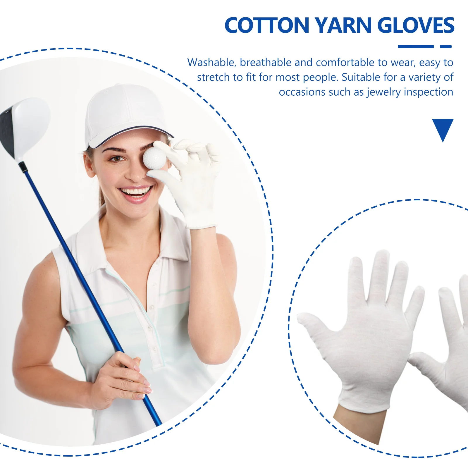 

12pcs Sweat-Absorbing Multi-Function Cotton Yarn Gloves Reusable Lightweight Breathable Hand Care Protective Gloves For Dry