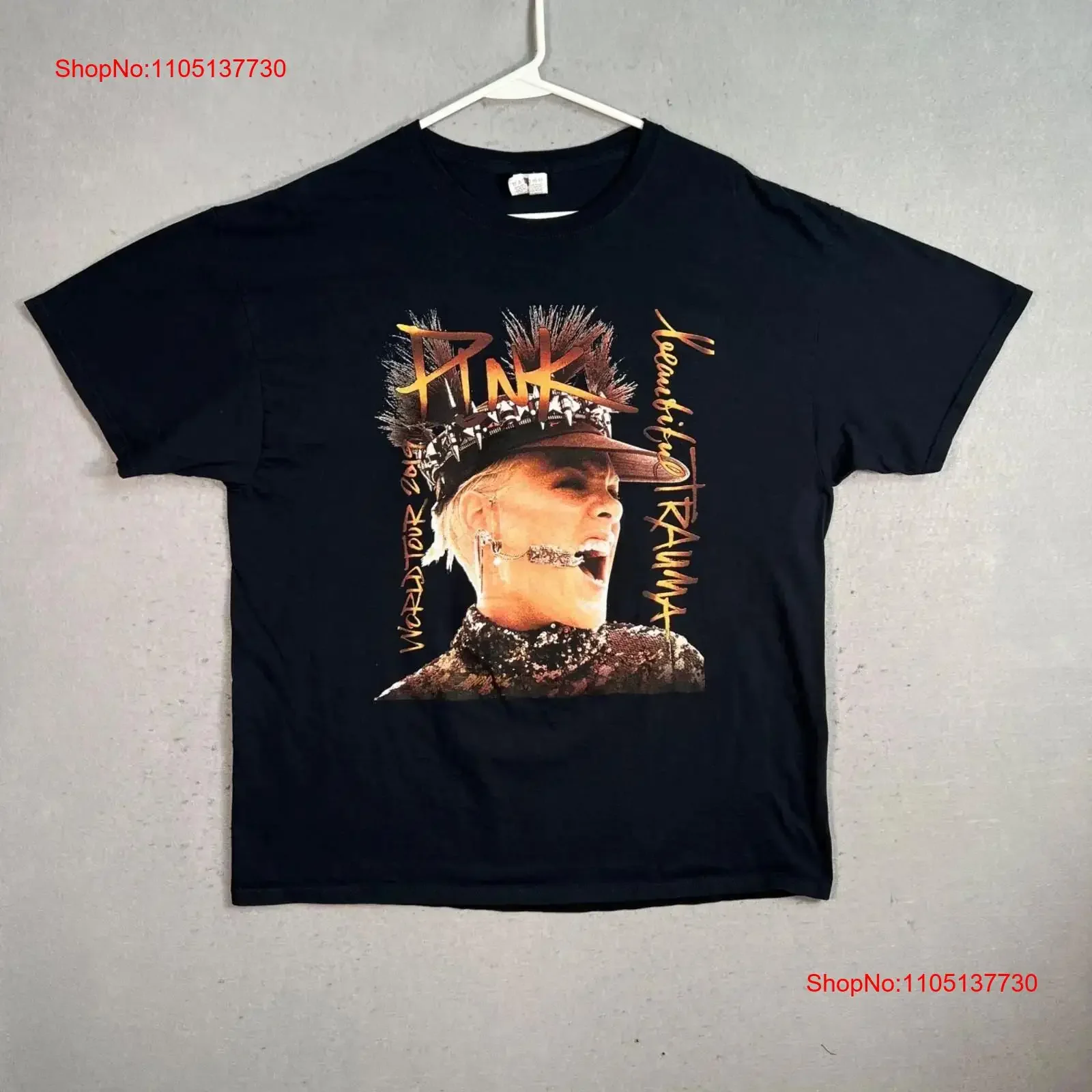 تي شيرت وردي جميل للصدمات 2019 جولة حول العالم مقاس XL أسود للرجال عتيق مغسول على الموضة ملابس الشارع الشهير قابلة للتنفس أوم #1