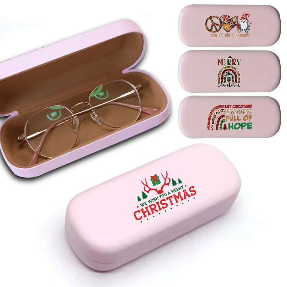 

Stylish Pressure Resistant Eyewear Case Christmas Print Sunglasses Protector Magnetic Hard Shell Storage Case Christmas Pattern