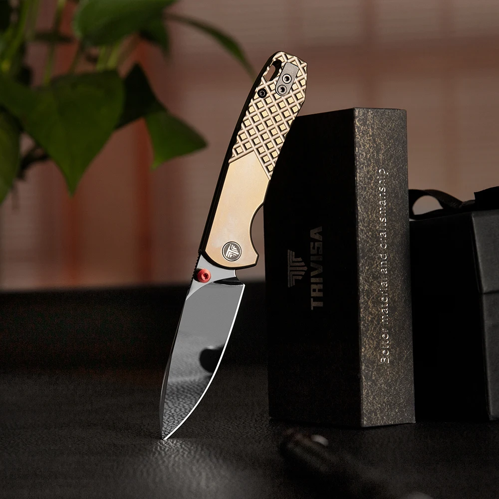 

TRIVISA Pocket Folding Dragonfly Knife M390 Blade Titanium Handle Mirror DLC Finished for Camping Outdoor EDC Limited Collection