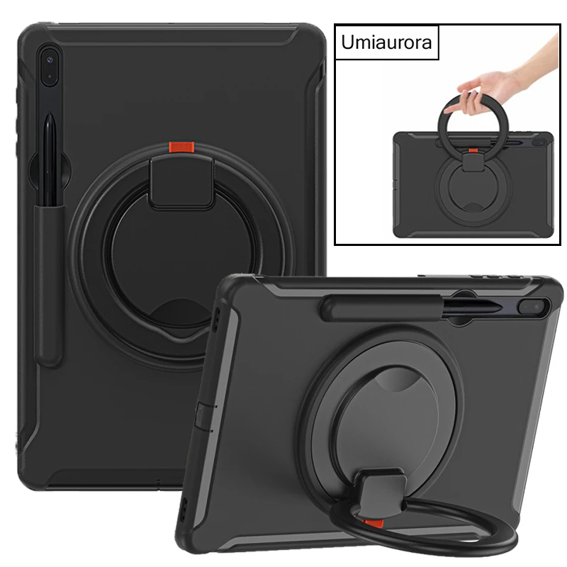 For Samsung Tab S8 S9 S10 Ultra 14.6 inch SM-X920 SM-X910 SM-X900 Shockproof Silicon PC Tablet Case Pull Ring Stand Armor Funda