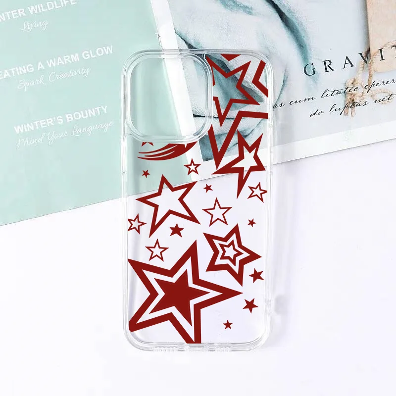 INS Korea Cute Y2K Super Star Phone Case For iPhone 14 Pro 16 15  13 11 12 XS Max XR 7 8Plus Fashion Hard Transparent Cover Capa