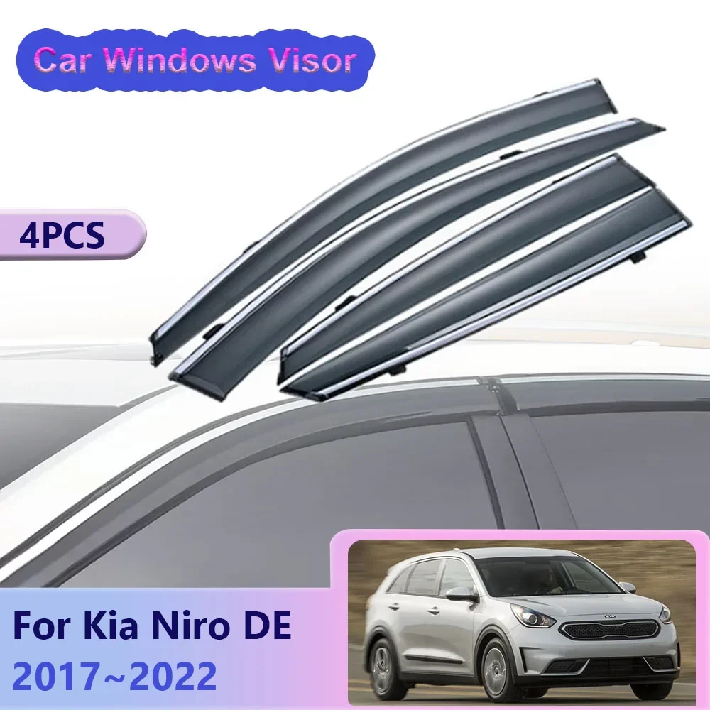 Car Windows Visor for Kia Niro DE Hybrid 2017~2022 Side Vent Smoke Covers Sun Rain Guards Deflector Awnings Shelters Accessories