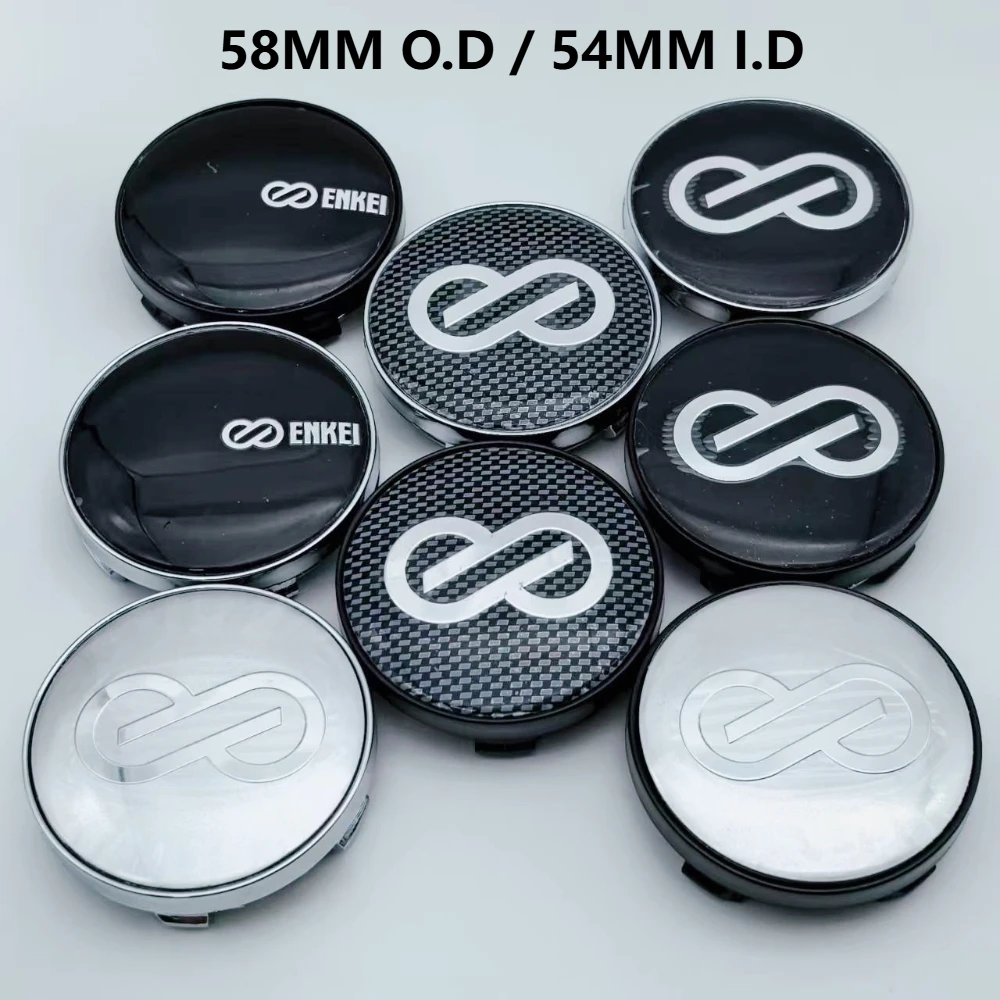 

4pcs O.D 58MM / I.D 54MM Car Wheel Center Caps With ENKEI Logo Emblem Badge Rim Hubcaps Cover Wheels Hub Lid Replace Accessories