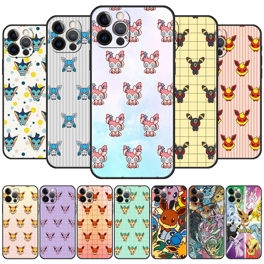 Case For Apple iPhone 13 12 Mini 11 Pro Xs Max XR 7 8 Plus X SE 2020 6 6S 5 5S Protective Soft Phone Cover Cute Pokemon Eevee