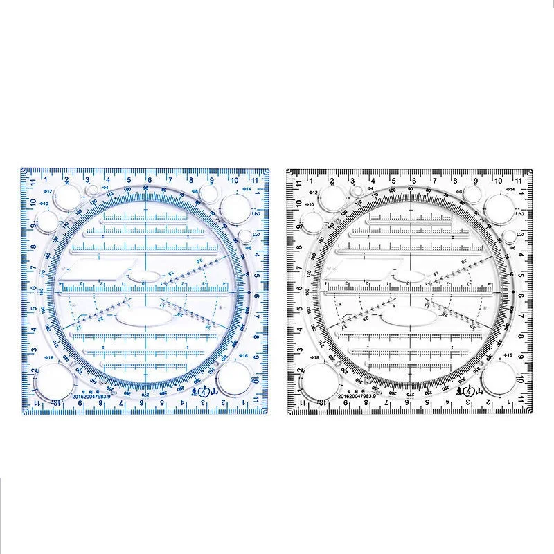 Multifunction Rotatable Drawing Template Art Design Construction Architect Stereo Geometry Circle Drafting Measuring Scale Ruler