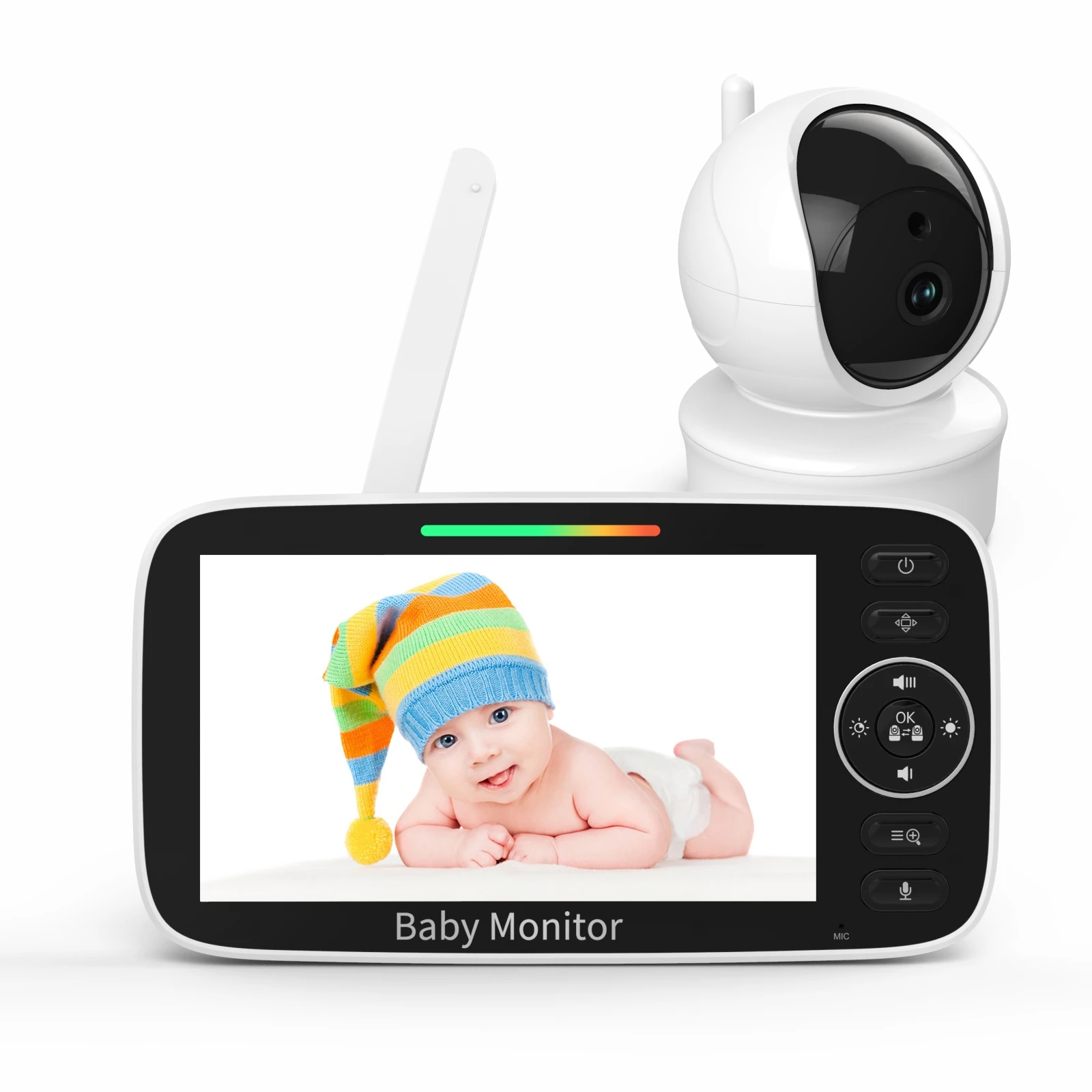 SM530A Baby Monitor Night vision Sound alert Room temperature sensor Lullabies 2-way audio Alarm clock 5 inch Video Baby Monitor