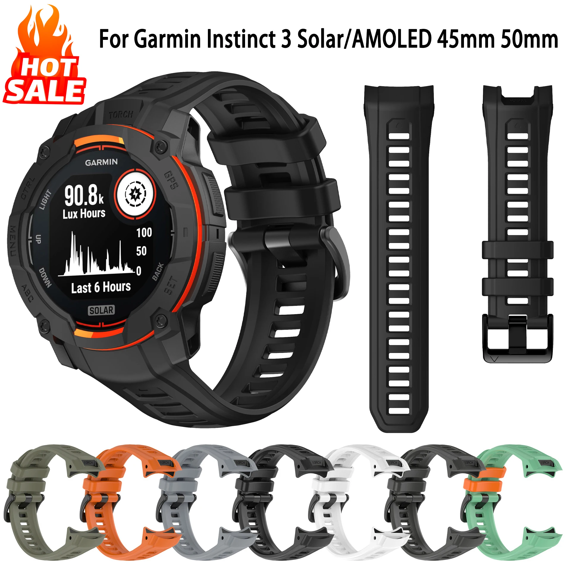 

Quick fit 26mm 22mm Watch Strap For Garmin Instinct 3 Solar/AMOLED 45mm 50mm Bracelet Replacement Silicone Band Accessories