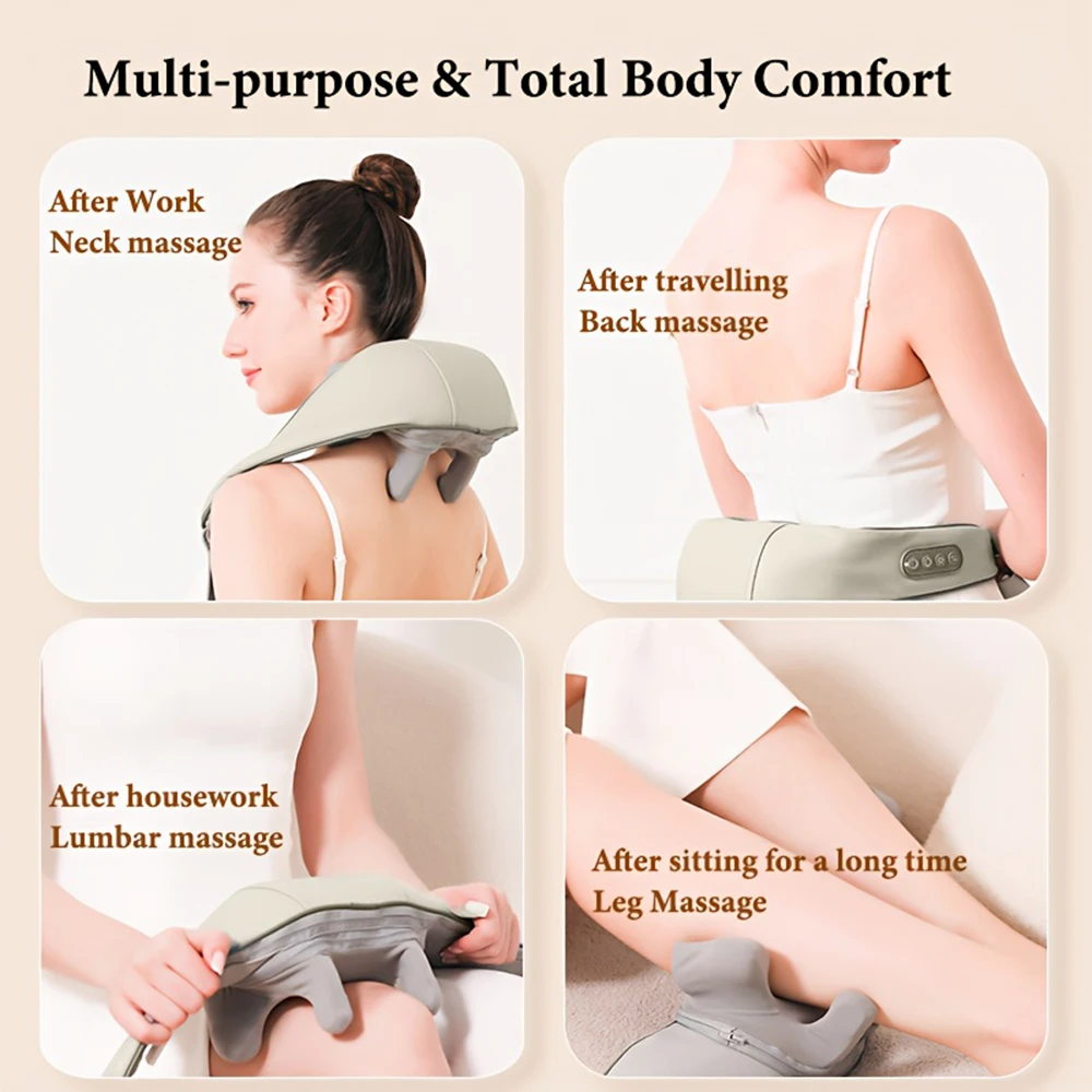 6D Neck And Shoulder Massager, USB Rechargeable Portable Neck And Shoulder Massager, Ergonomic Design for Back, Legs, Shoulder