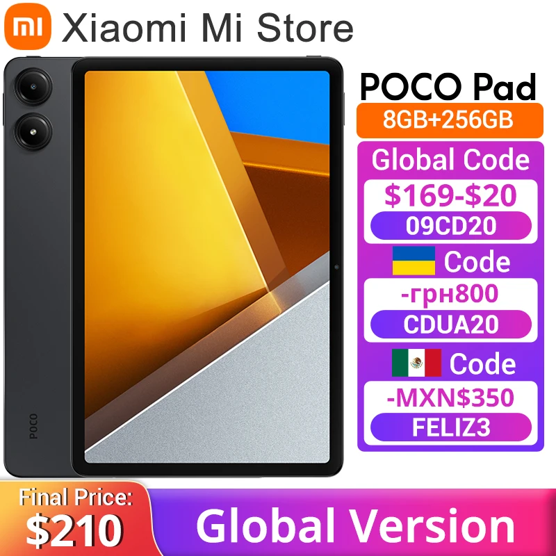 

POCO Pad Tablet Global Version Snapdragon 7s Gen 2 Quad speakers 33W fast charging 10000mAh battery 12.1” 120Hz 2.5K display