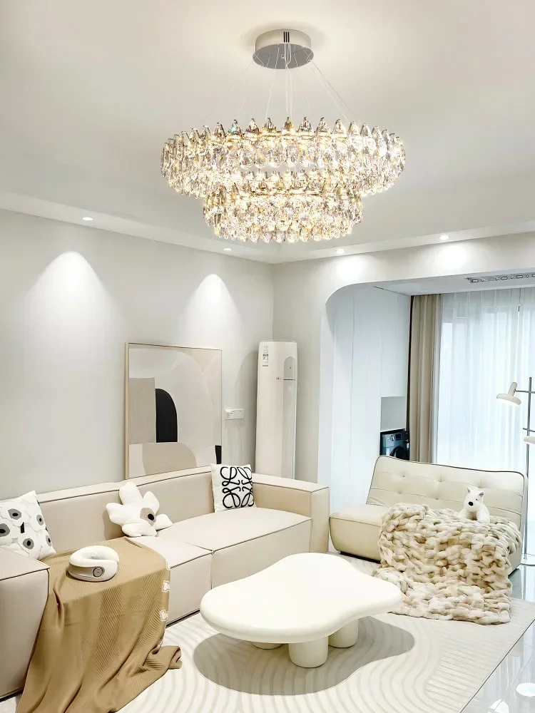 ModernLED Wreath Ceiling Chandeliers K9 Crystal Gorgeous Villa Pendant Light Atmosphere High-end Living Dining Room Hanging Lamp