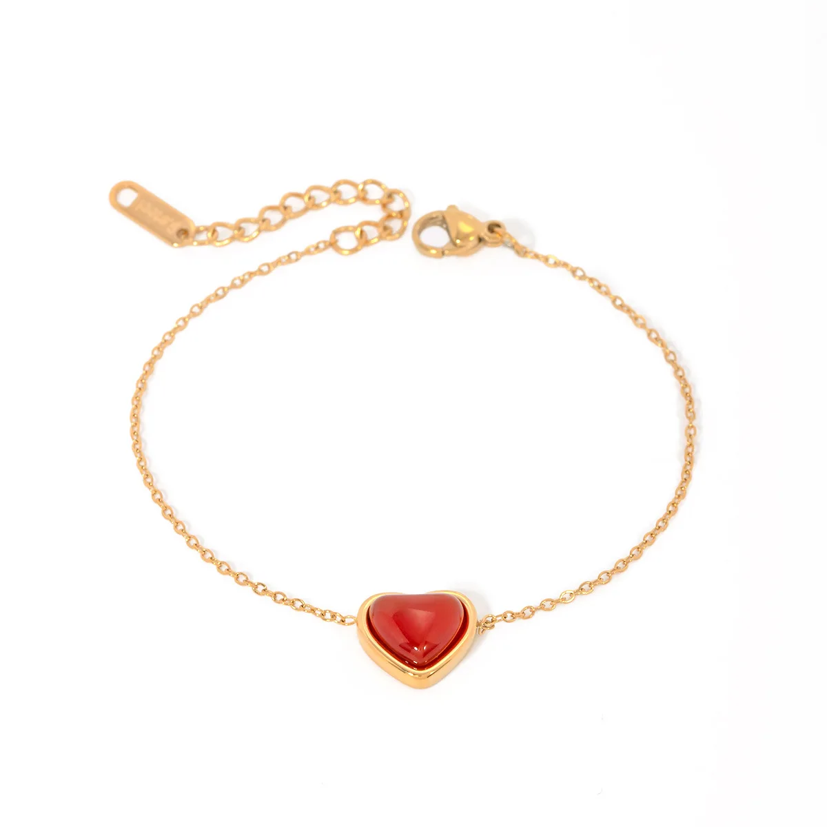 

Stainless Steel PVD 18K Gold Plated Tarnish Sweety Red Heart Bracelet For Woman Jewelry Wholesale 2023 Trendy