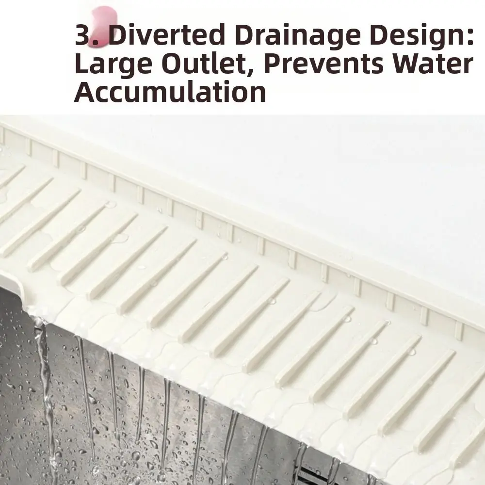 Silicone Sink Splash Guard Narrow Edge Water Drain Kitchen Sink Protector Water-Resistant Flexible Drain Pad Cover