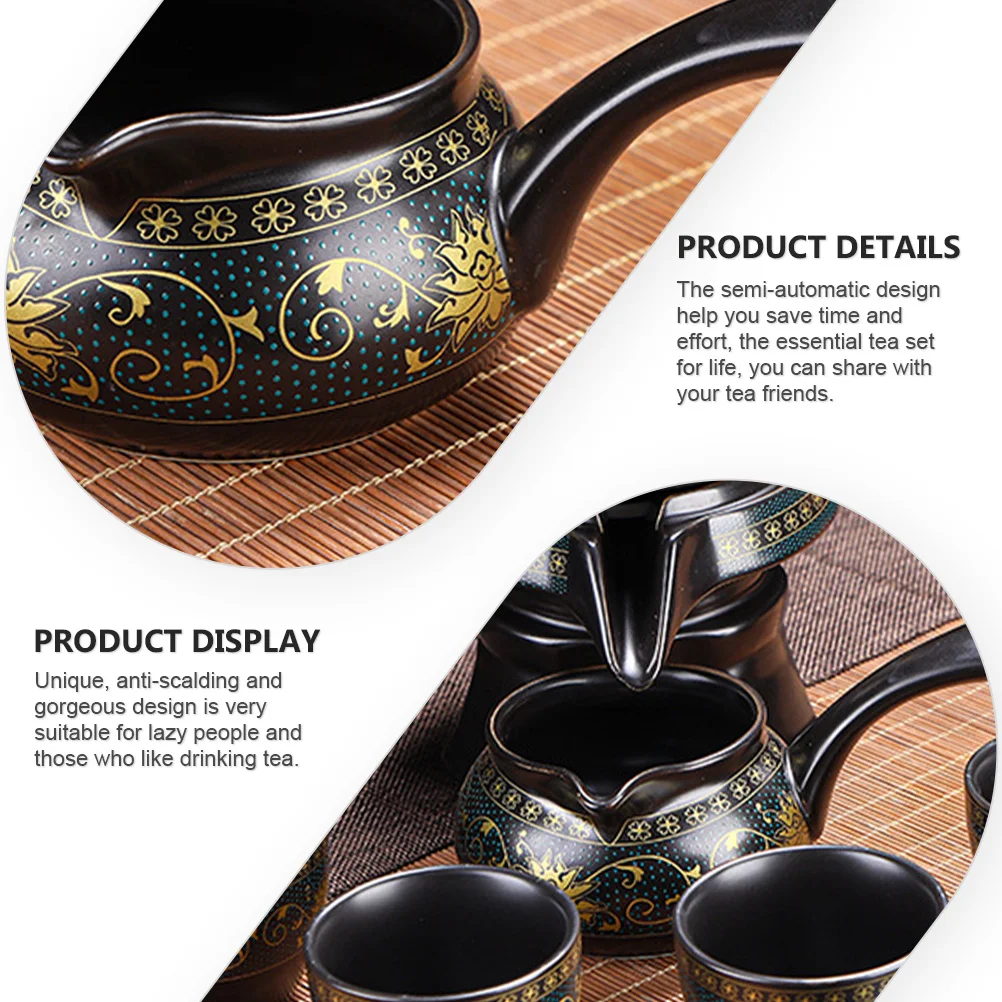 

1Set Ceramic Tea Set Heat Resistant Semi Automatic Chinese Teapot Kit for Home Office Coffee Brewing Kung Fu Tea Supplies