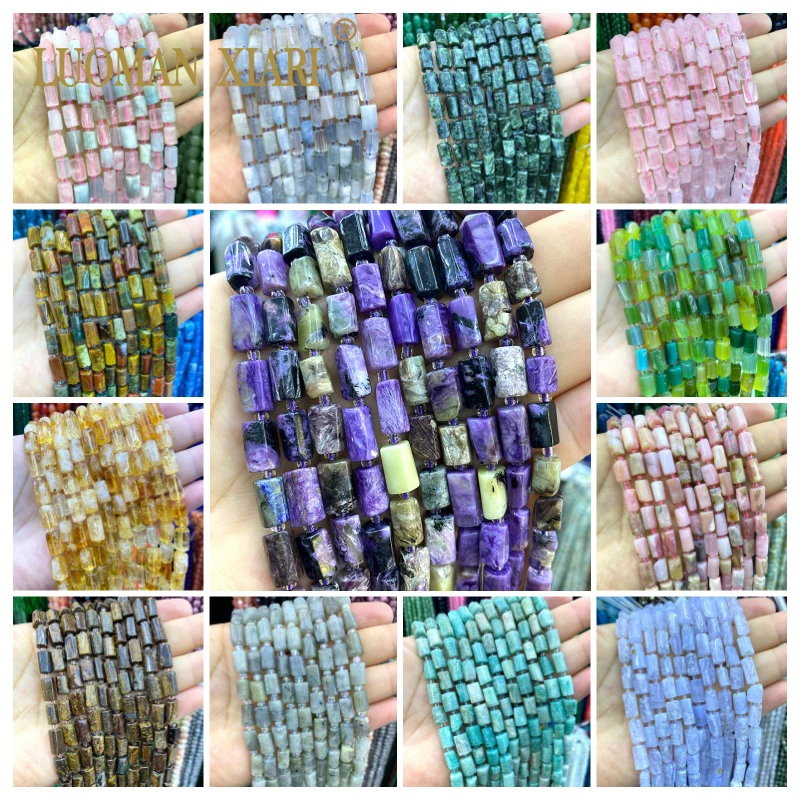 7-8mm Natural Stone Irregular Cylinder Citrine Amazonite Labradorite Spacer Beads for Jewelry Making Diy Bracelet Accessories