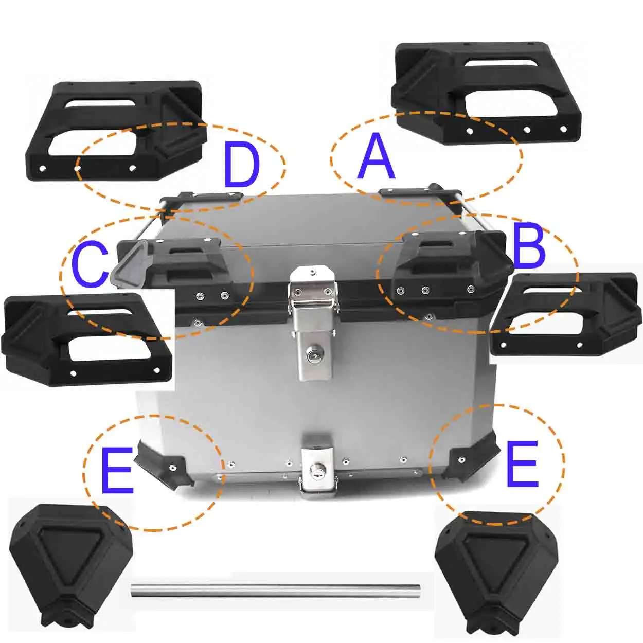 Aluminum Motorcycle Trunk Carry Handle Plastic Rear Luggage Box Grip Top Case Upper Below Corner Cover Accessories For 45L-100L