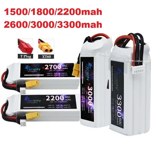 Batería LiPo 4S 14,8 V 1500mah 1800mAh 2200mah 2600mAh 3300mAh 3000mAh 45C/60C para Dron RC FPV Quadcopter Racing Car Deans/XT60