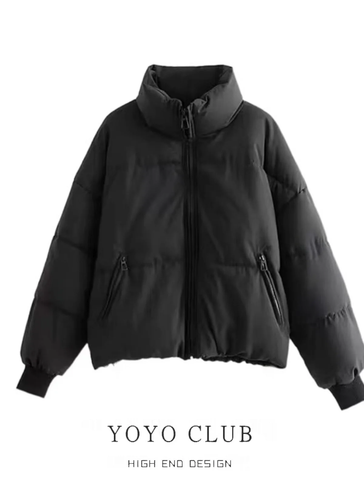 

Утепленная хлопковая куртка свободного кроя с воротником-стойкой и молнией для женщин, зимняя, брендовая, для повседневной носки