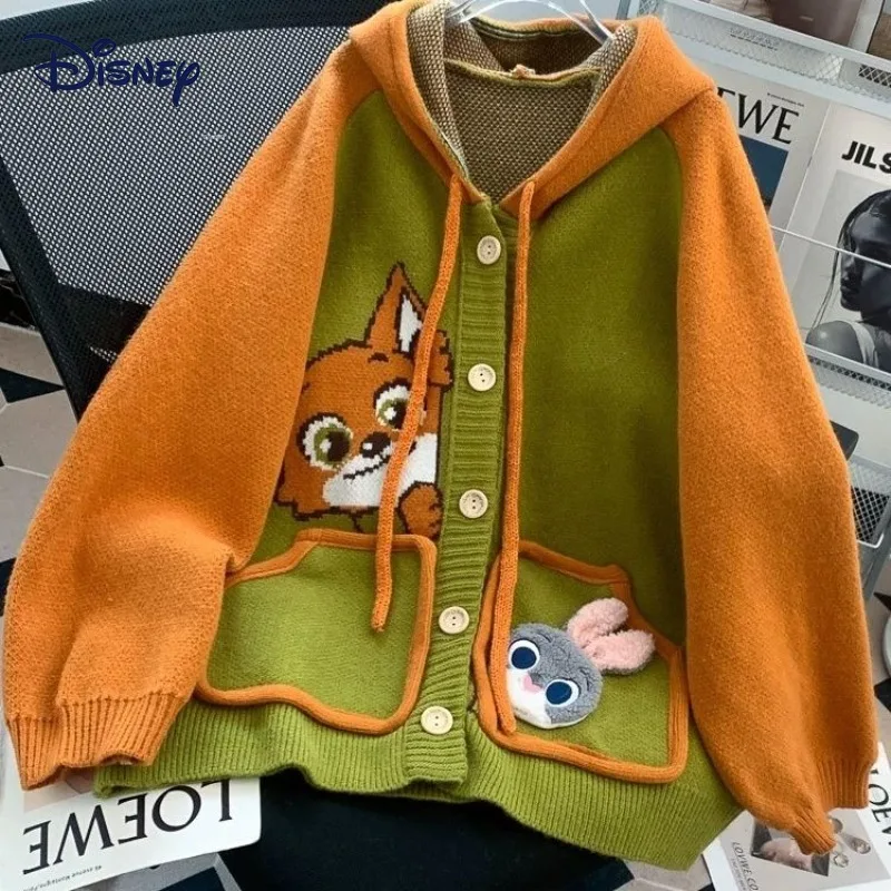 

Вязаный кардиган в стиле аниме Disney Zootopia для женщин, свободный, осенний, новый стиль, универсальный, повседневный свитер, подарок для девочек