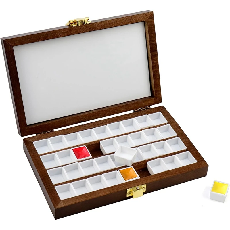 لوحة طلاء خشبية مائية محمولة ، صندوق فارغ ، 36 خلية