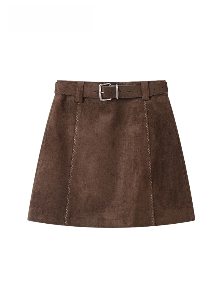 

High Waist A-Line Skirt for plus Size Women Autumn Winter New Sle Casual Polyester Cotton Blend Slimming Trendy Skirt