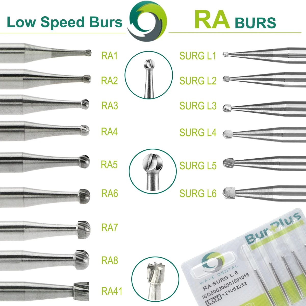 PRIMA WAVE Dental Tungsten Carbide Bur RA SURG L Series Dentistry Drill Round Head Low Speed Strawberries And Implant Burs