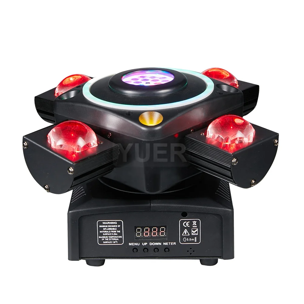 NEW LED 4X10W RGBW 4 Moving Head Beam Light DMX512 Controlled With Ring RG Laser Strobe Effect Disco Music Dance Bar Party Light