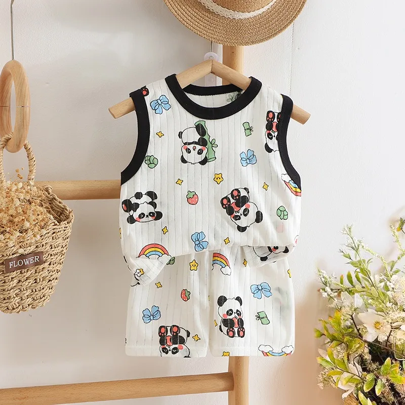 

2025 Summer New Children's Clothing Children's Vest Shorts Set Boys and Girls T-shirts Boys and Girls Children's Summer Set