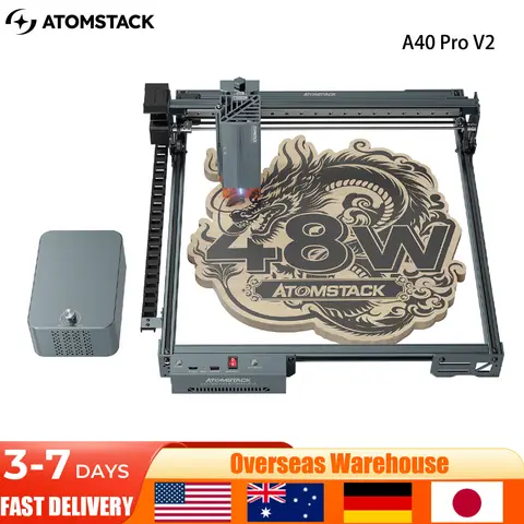 Máquina de Gravação a Laser ATOMSTACK A40 PRO V2 40W, Cortadora a Laser para Madeira, Pedra, Metal, Acrílico, Couro, Joias, Área de Trabalho 385*400mm