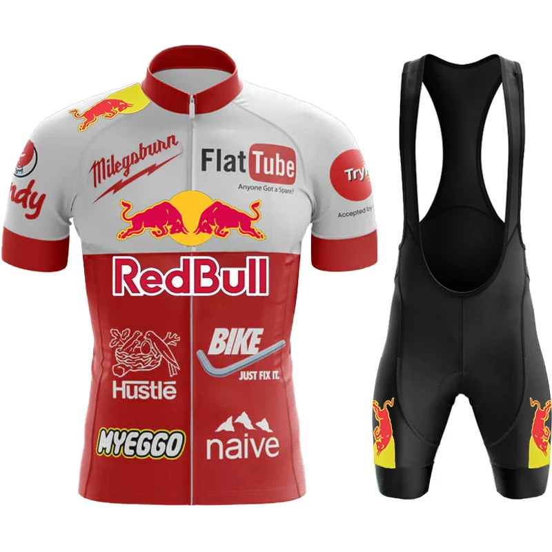 

Red Bull Cycle Jersey Men's Bike Clothes Sports Set Cycling Pants Gel Bicycle Clothing Mtb Man Suit Road Uniform Short Sleeves