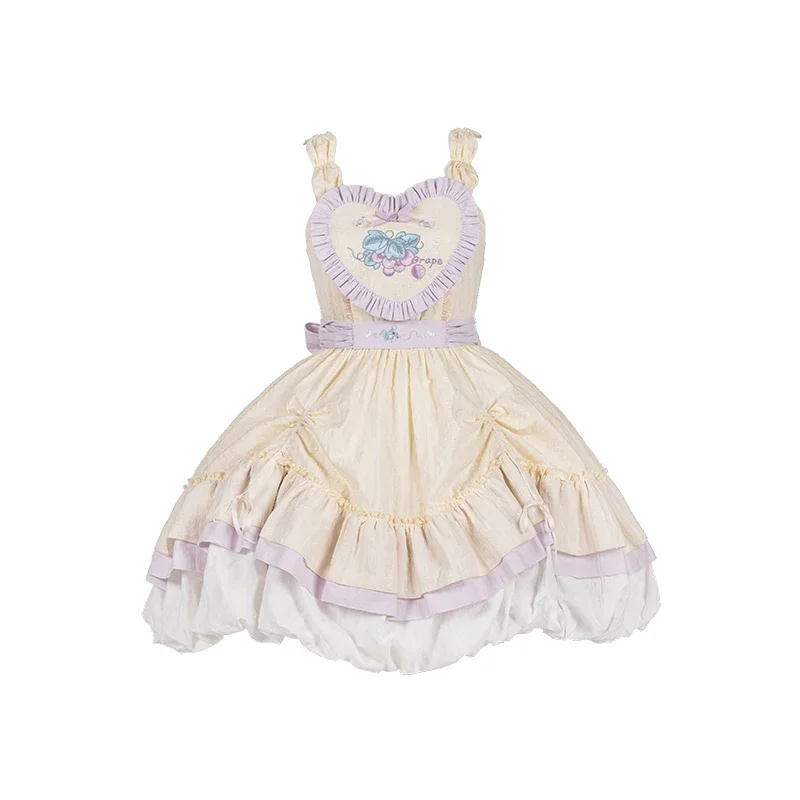 Robe Lolita à Bourgeon Brodé de Raisin pour Femme de Chambre, Vintage, Mori Girl, Document Crème d'Été, RZ3019