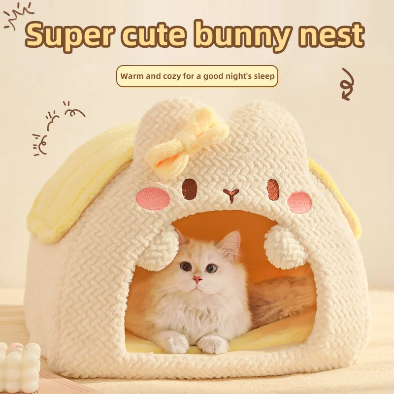 HOOPET Cat Litter Winter Warm Closed Safe Sleeping All Seasons Universal Sleeping Pad Cat Sleeping Bag Winter Cat House Cat Bed