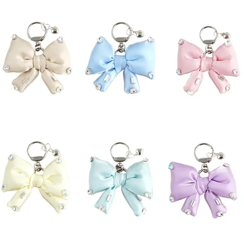 Elegant Butterfly Bowknot Keychain with Sparkling Rhinestones Detail Sturdy Alloy Construction Pendant Trendy Women