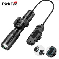 RichFire Tactical Flashlight 2000LM Magnetic Pressure Switch White Green Laser Combo by 21700 Battery Fit for 20-22 Mm Mount