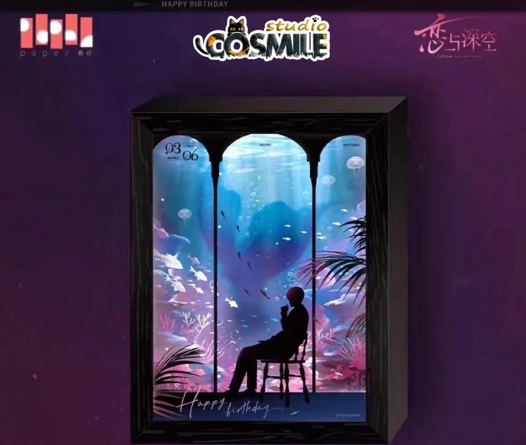 

Официальный оригинальный Love and Deepspace Rafayel 2024, освещение океана на день рождения, световая картина, фоторамки, игра